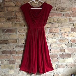 Sultry sexy deep red tie cotton dress